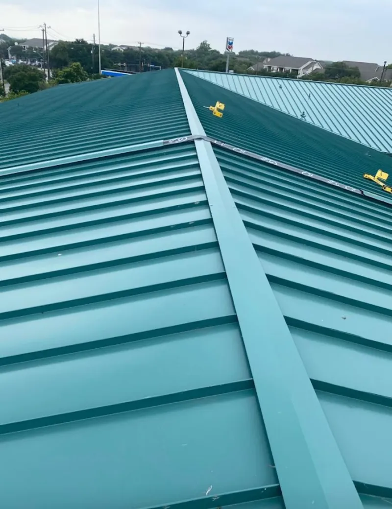 Green commercial metal roof ridge and valley for Metal Roof Repair in Concord